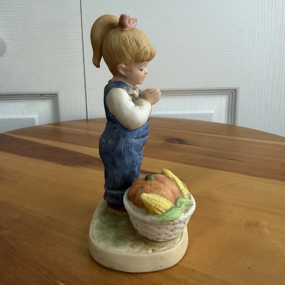 Homco Denim Days 1985 Time For Thanks Thanksgiving‎ Fall Figurine Cottage Farm